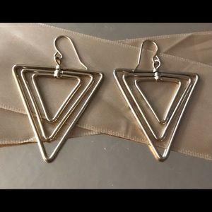 Gold Floating Triangle Earrings W/Gift Bag